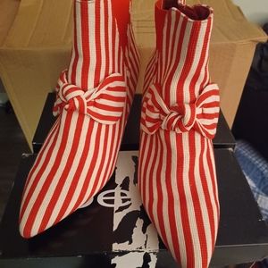 RED AND WHITE STIPES BOOTIES